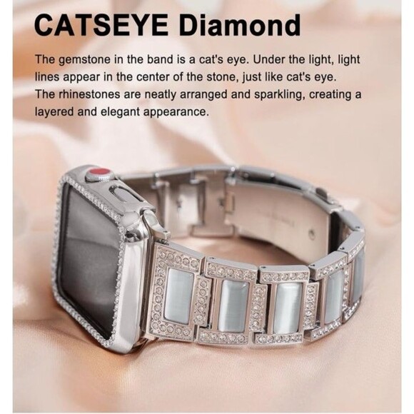 Handodo Guard Band Apple Watch Bend Silver White Catseye 42mm (44/45/46/49mm) - Picture 3 of 15